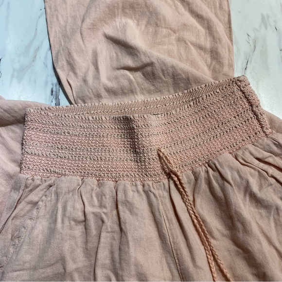 Rewash Luna boardwalk Linen wide leg pants hi rise smocked elastic waist large - Picture 7 of 16